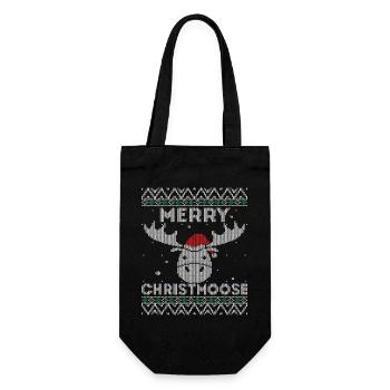 Frohe Weihnachten - Lustiges hässliches Weihnachtsdesign - Geschenkbeutel für Flaschen - Schwarz - Vorne