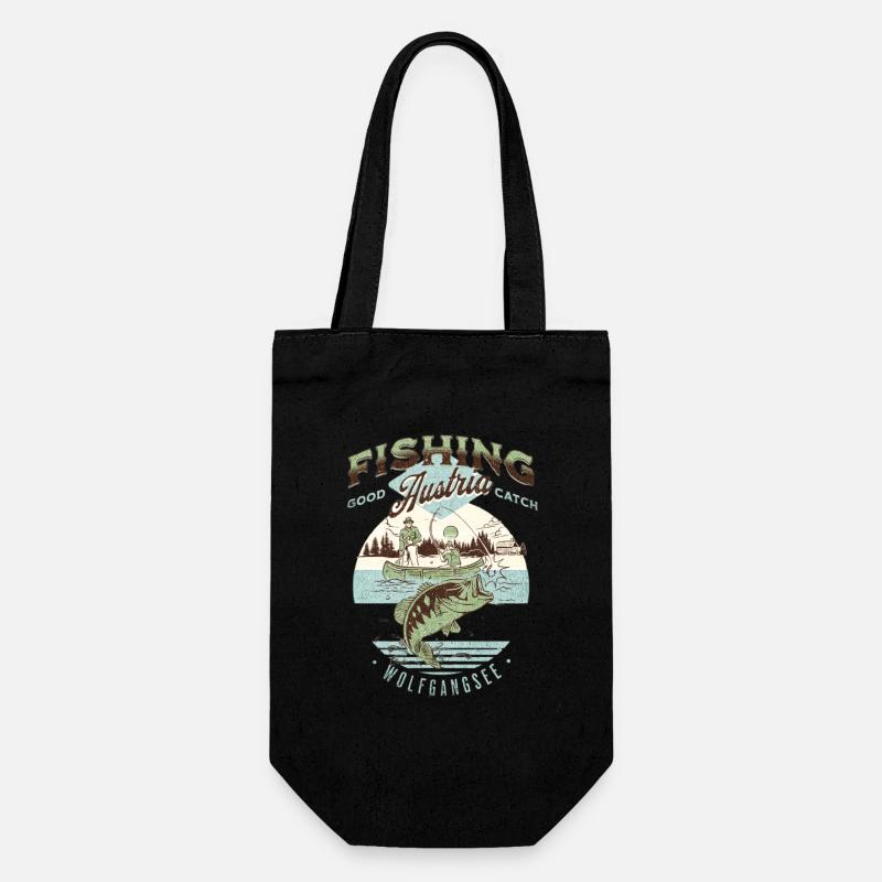 Fishing Wolfgangsee Retro Design - Gift Bag for Bottles - black