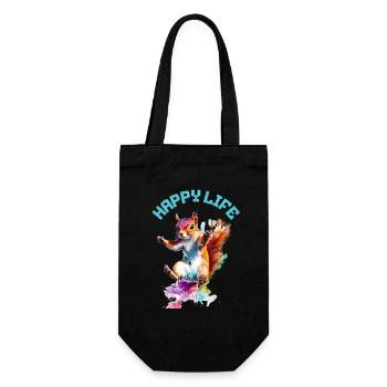 Happy Life Squirrel Design - Gift Bag for Bottles - black - Front