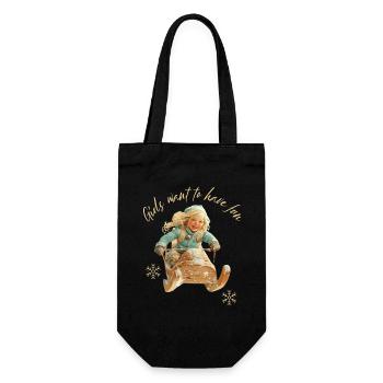 Girls Want To Have Fun Sledding - Gift Bag for Bottles - black - Front