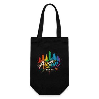Austin, Texas : Skyline des Mondes de couleur - Sac à bouteille - noir - Devant