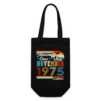 November 1975 Jahrgang Vintage Retro Geburtstag - Geschenkbeutel für Flaschen - Schwarz - Vorne