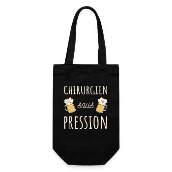 Druckchirurg, Medical Humor und Bier - Geschenkbeutel für Flaschen - Schwarz - Vorne