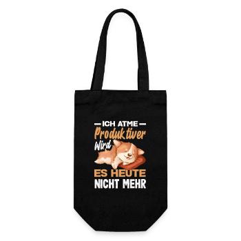 Ich atme – produktiver wird es heute nicht - Geschenkbeutel für Flaschen - Schwarz - Vorne