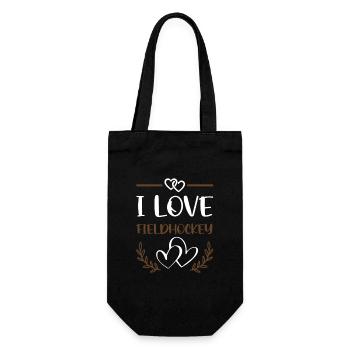 I Love Field Hockey Emblem - Gift Bag for Bottles - black - Front