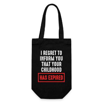 Childhood Expired Saying - Gift Bag for Bottles - black - Front
