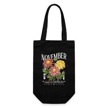 Birth Flowers Birth Flower November Chrysanthemum - Gift Bag for Bottles - black - Front