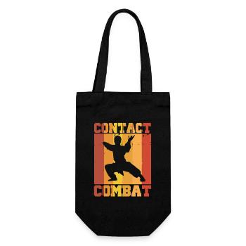 Karate Kungfu Retro Combat Contact Silhouette   - Geschenkbeutel für Flaschen - Schwarz - Vorne