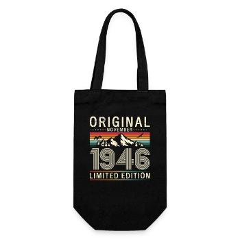 80. Geburtstag Original November Jahrgang 1946  - Geschenkbeutel für Flaschen - Schwarz - Vorne