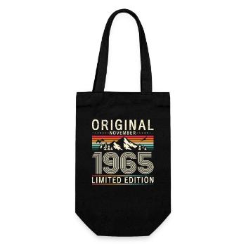 60. Geburtstag Original November Jahrgang 1965  - Geschenkbeutel für Flaschen - Schwarz - Vorne