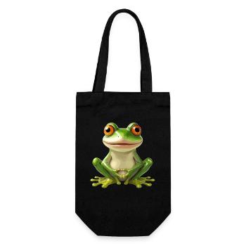  Fröhlicher Frosch Mit Großen Augen - - Geschenkbeutel für Flaschen - Schwarz - Vorne