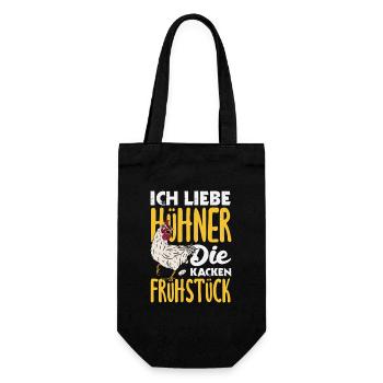 I love chickens – they poop breakfast - Gift Bag for Bottles - black - Front