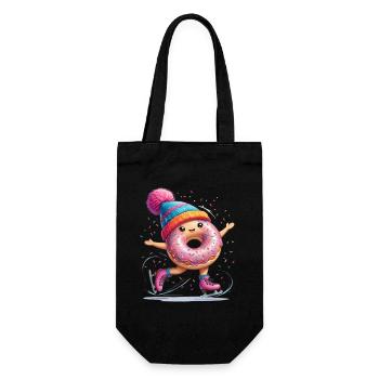 Donut auf Schlittschuhen mit Konfetti - Geschenkbeutel für Flaschen - Schwarz - Vorne