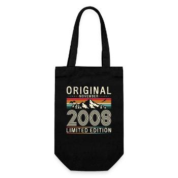 18th Birthday Original November Vintage 2008 - Gift Bag for Bottles - black - Front