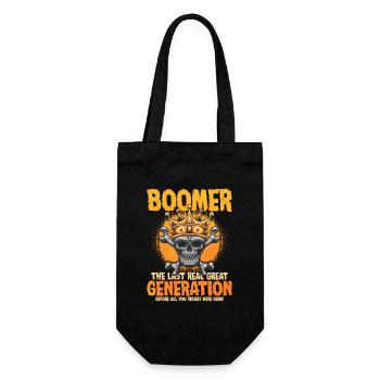 Boomer Kronen Schädel Motiv - Geschenkbeutel für Flaschen - Schwarz - Vorne