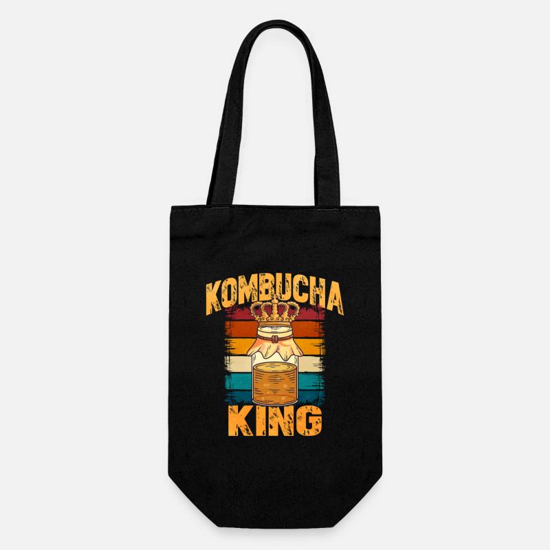 Kombucha König Retro - Geschenkbeutel für Flaschen - Schwarz