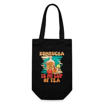 Kombucha ist mein Cup of Tea - Geschenkbeutel für Flaschen - Schwarz - Vorne