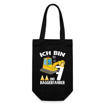 Geburtstag Bagger 7 Jahre Bagger Party Geschenk - Geschenkbeutel für Flaschen - Schwarz - Vorne