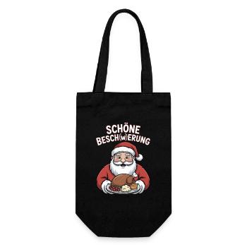 Schöne Bescherung Essen ohne Limit Weihnachtsessen - Geschenkbeutel für Flaschen - Schwarz - Vorne