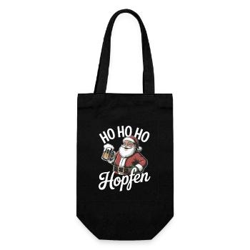 Nikolaus Ho Ho Hopfen Lustiges Bier Weihnachten - Geschenkbeutel für Flaschen - Schwarz - Vorne