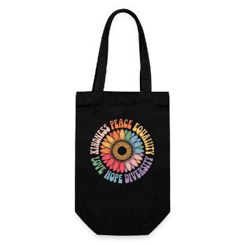 Sonnenblume Frieden Liebe Hoffnung Diversität - Geschenkbeutel für Flaschen - Schwarz - Vorne