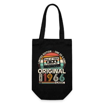 1966 Vintage Jahrgang Geburtstag Retro Geschenk - Geschenkbeutel für Flaschen - Schwarz - Vorne