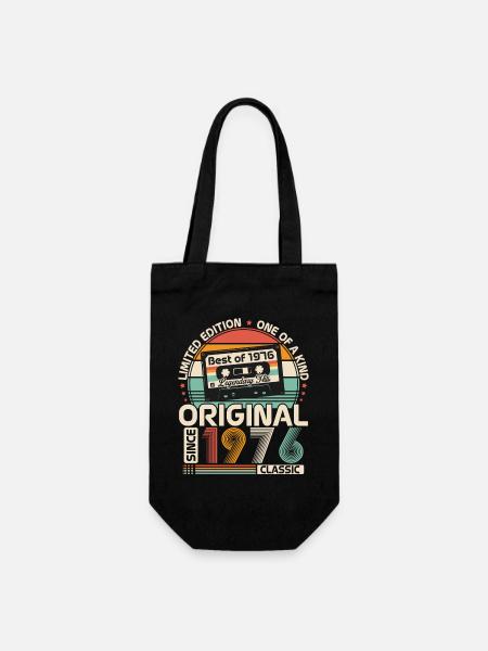 1976 Vintage Jahrgang Geburtstag Retro Geschenk - Geschenkbeutel für Flaschen - Schwarz