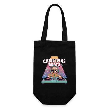 Weihnachtsbeats DJ Lebkuchen - Geschenkbeutel für Flaschen - Schwarz - Vorne