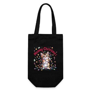 Motif chat de Noël miaou - Sac à bouteille - noir - Devant
