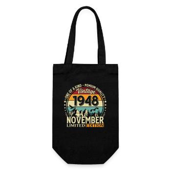 77th Birthday Vintage November Vintage 1948 - Gift Bag for Bottles - black - Front