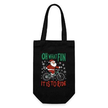 LUSTIGER WEIHNACHTSMANN FAHRRAD WEIHNACHTSGESCHENK - Geschenkbeutel für Flaschen - Schwarz - Vorne