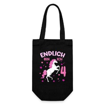 4 Jahre alt Pferd Endlich Bin Ich 4 Mädchen 4. - Geschenkbeutel für Flaschen - Schwarz - Vorne