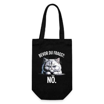 Bevor Du Fragst Nö Katze Morgenmuffel Nein Katzen - Geschenkbeutel für Flaschen - Schwarz - Vorne