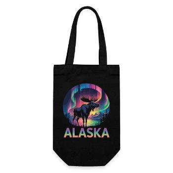Nature et aventure – Motif du paysage de l’Alaska - Sac à bouteille - noir - Devant