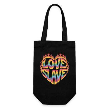 Retro Love T-Shirt – Colorful Heart with Love Slave - Gift Bag for Bottles - black - Front