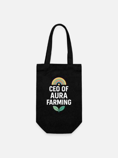 Aura Farming CEO, lustiger Meme-Spruch - Geschenkbeutel für Flaschen - Schwarz