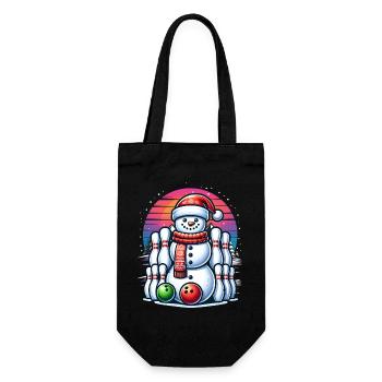 BOwling Weihnachten Sport Weihnachtsmann - Geschenkbeutel für Flaschen - Schwarz - Vorne