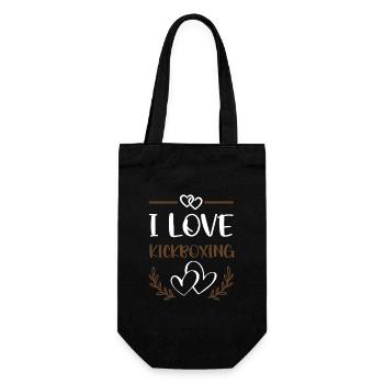 I Love Kickboxing  - Geschenkbeutel für Flaschen - Schwarz - Vorne