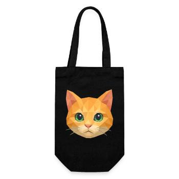 Polygon Katze – Geometrisches Katzen-Design - Geschenkbeutel für Flaschen - Schwarz - Vorne