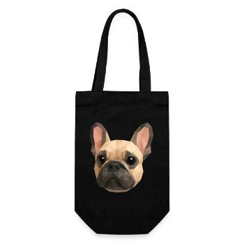 Polygon Französische Bulldogge – Geometrische Kuns - Geschenkbeutel für Flaschen - Schwarz - Vorne