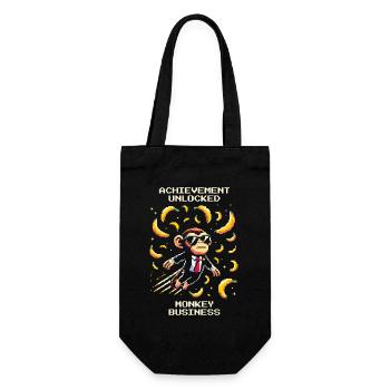 Erfolg frei: Monkey Business | Affen-Humor - Geschenkbeutel für Flaschen - Schwarz - Vorne