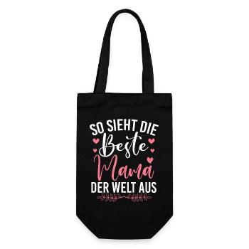 So Sieht Die Beste Mama Der Welt Aus - Geschenkbeutel für Flaschen - Schwarz - Vorne