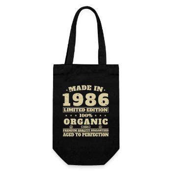 1986 Vintage Retro Geburtstagsgeschenk - Geschenkbeutel für Flaschen - Schwarz - Vorne