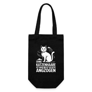  Katze Spruch Ohne Katzenhaare Ist Man Nicht - Geschenkbeutel für Flaschen - Schwarz - Vorne