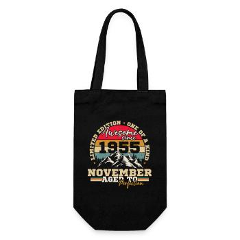 November 1955 Vintage Retro Birthday - Gift Bag for Bottles - black - Front