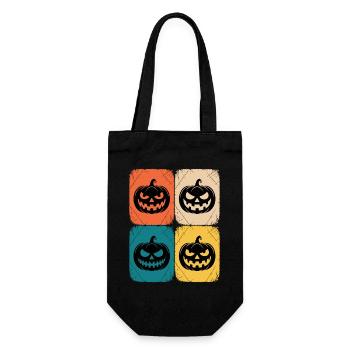 Retro Pumpkin Halloween Pop Art Style - Gift Bag for Bottles - black - Front