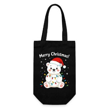 Polar Bear Christmas Cute Merry Christmas North Pole - Gift Bag for Bottles - black - Front