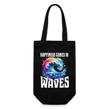 Happiness Comes In Waves - Geschenkbeutel für Flaschen - Schwarz - Vorne