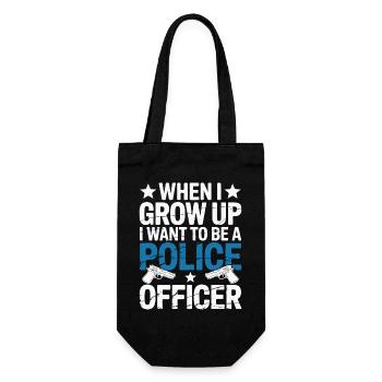 Wenn ich groß bin - Police Officer Design - Geschenkbeutel für Flaschen - Schwarz - Vorne