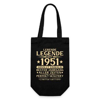 1951 Baujahr Legende 75. Geburtstag Geschenk - Geschenkbeutel für Flaschen - Schwarz - Vorne